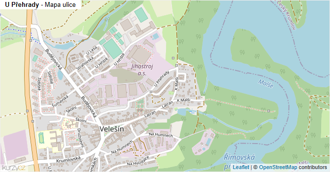 U Přehrady - mapa ulice