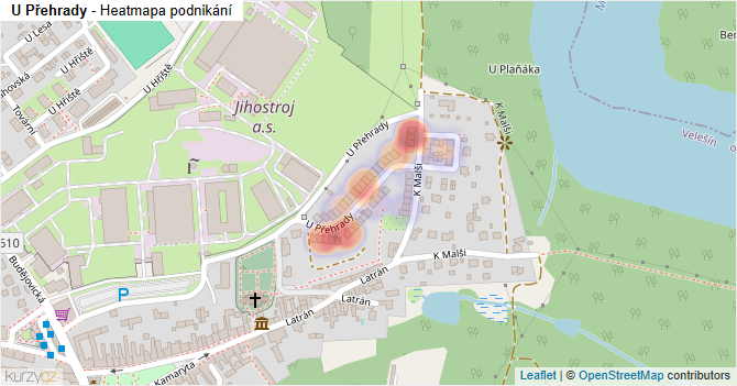 U Přehrady - mapa podnikání