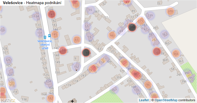 Velešovice - mapa podnikání
