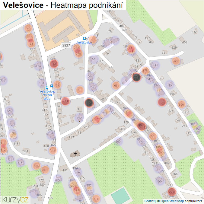 Mapa Velešovice - Firmy v části obce.
