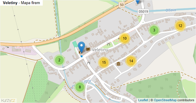 Veletiny - mapa firem