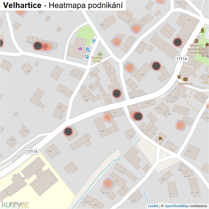 Mapa Velhartice - Firmy v obci.
