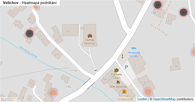 Velichov - mapa podnikání