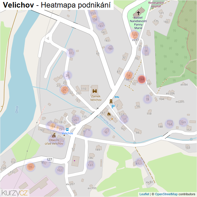 Mapa Velichov - Firmy v části obce.