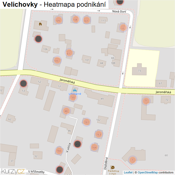 Mapa Velichovky - Firmy v obci.