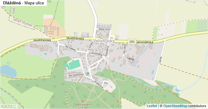 Dlážděná - mapa ulice