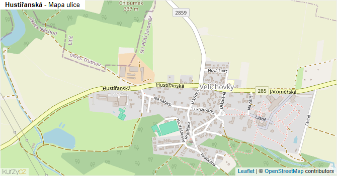 Hustířanská - mapa ulice