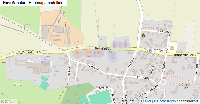 Hustířanská - mapa podnikání