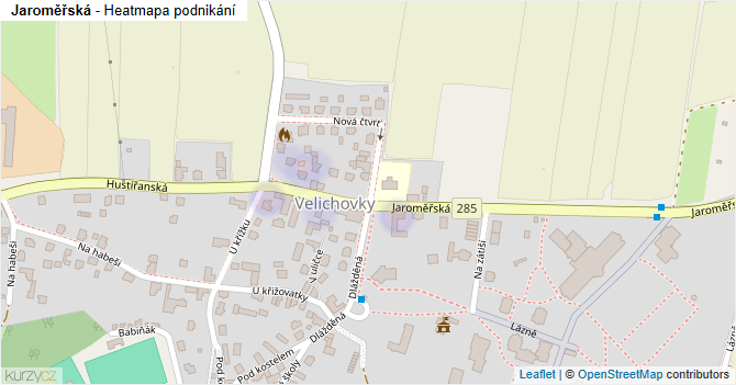 Jaroměřská - mapa podnikání