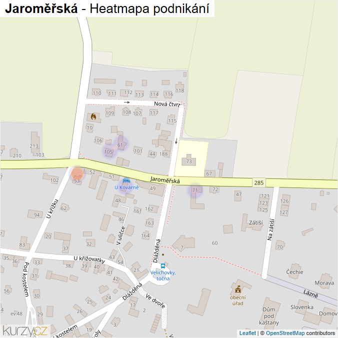 Mapa Jaroměřská - Firmy v ulici.