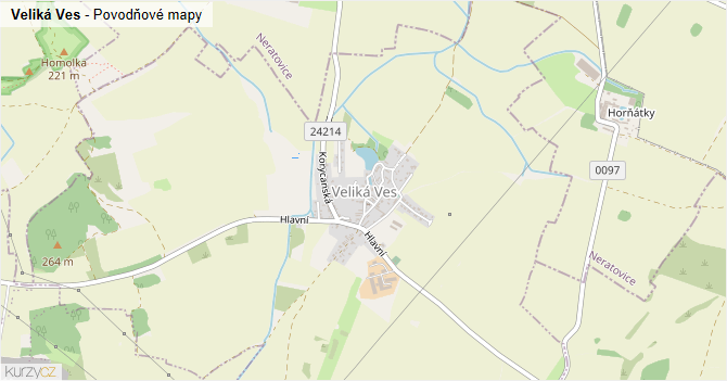 Veliká Ves - záplavové mapy stoleté vody
