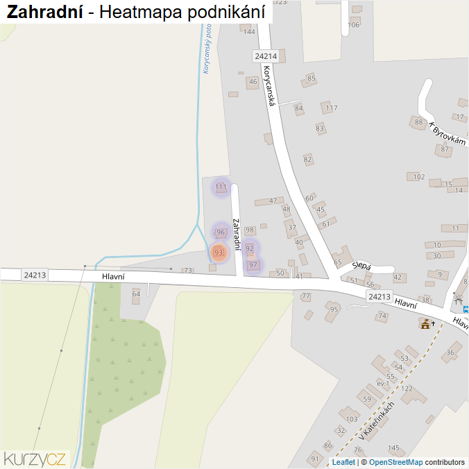 Mapa Zahradní - Firmy v ulici.