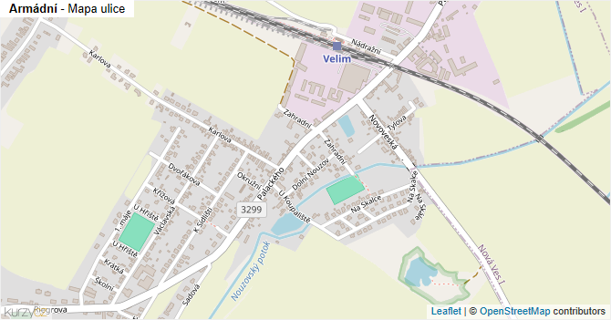 Armádní - mapa ulice