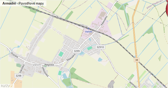 Armádní - záplavové mapy stoleté vody