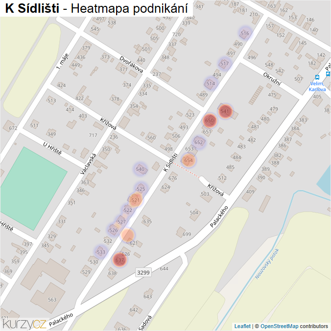 Mapa K Sídlišti - Firmy v ulici.