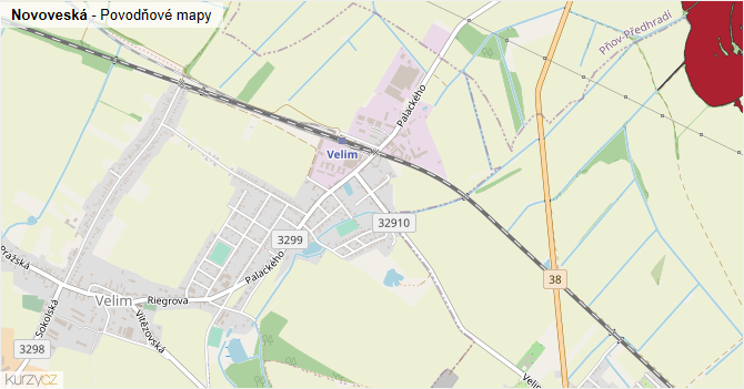 Novoveská - záplavové mapy stoleté vody