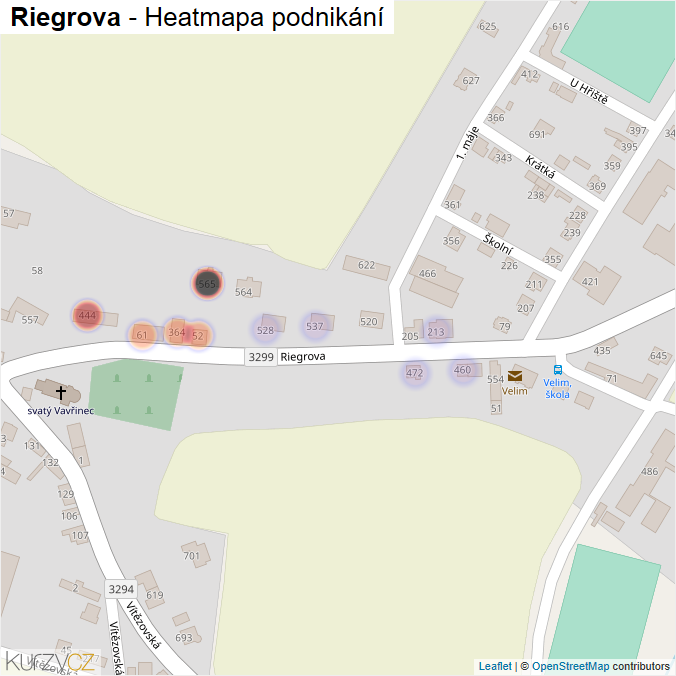Mapa Riegrova - Firmy v ulici.
