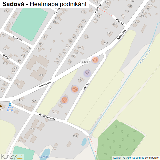 Mapa Sadová - Firmy v ulici.
