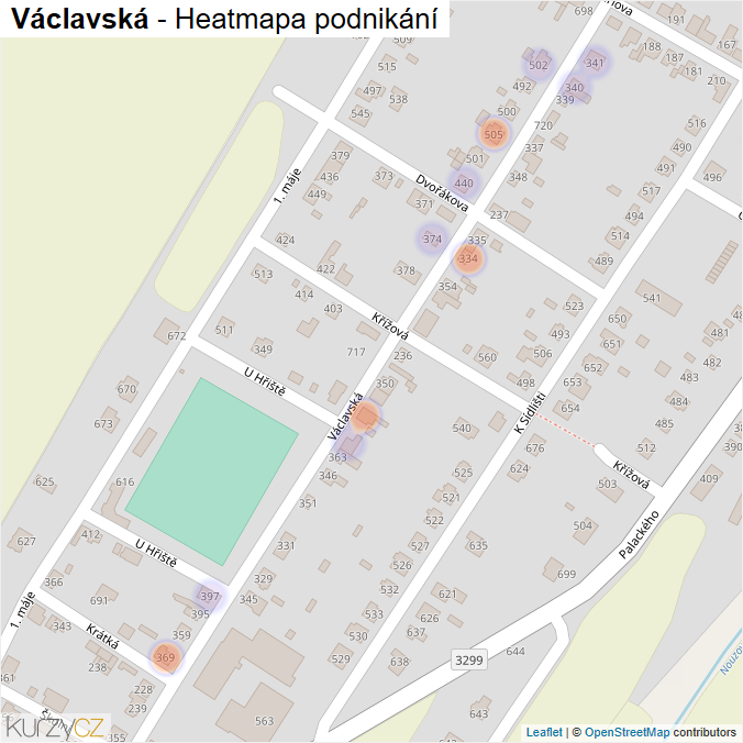 Mapa Václavská - Firmy v ulici.