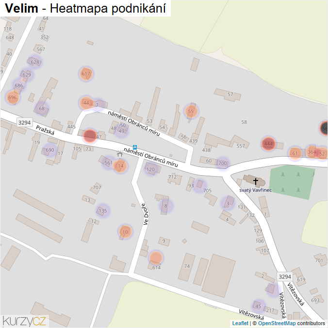 Mapa Velim - Firmy v části obce.