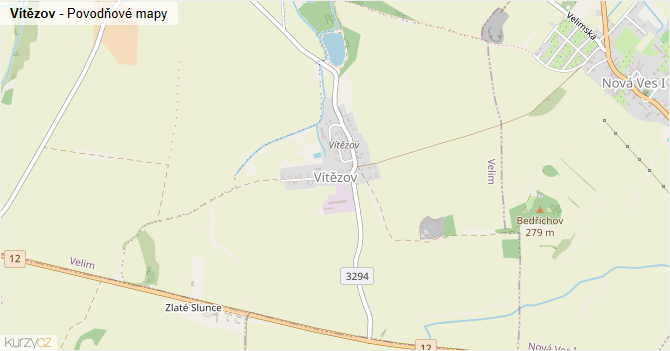 Vítězov - záplavové mapy stoleté vody