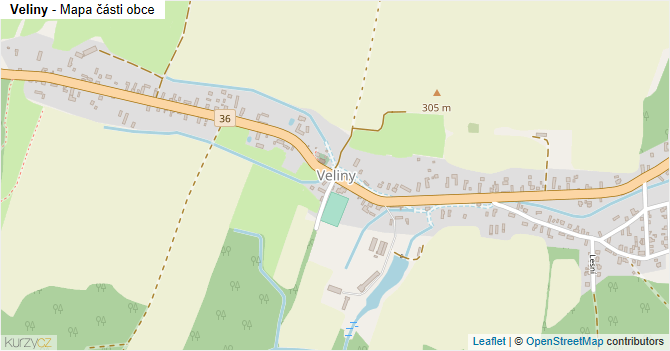 Veliny - mapa části obce