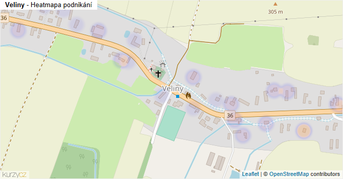 Veliny - mapa podnikání