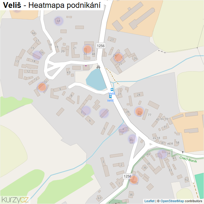 Mapa Veliš - Firmy v části obce.