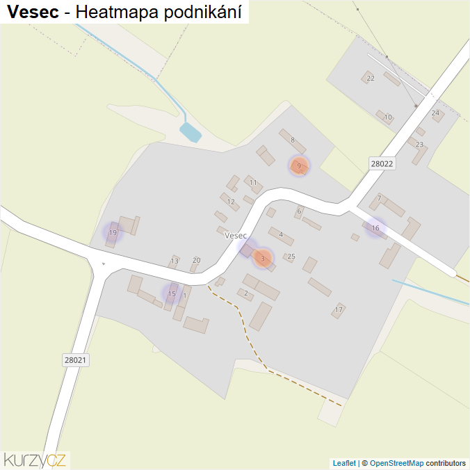 Mapa Vesec - Firmy v části obce.