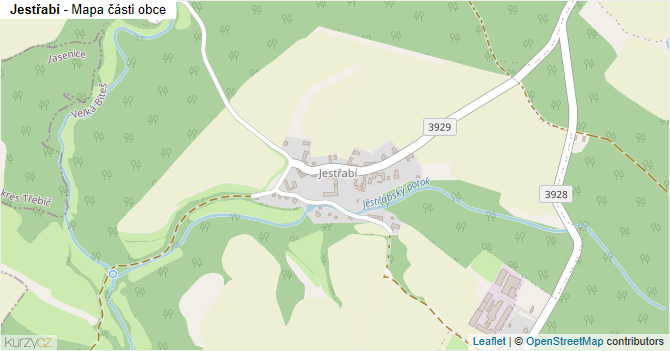 Jestřabí - mapa části obce