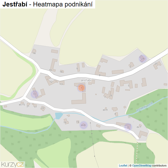 Mapa Jestřabí - Firmy v části obce.