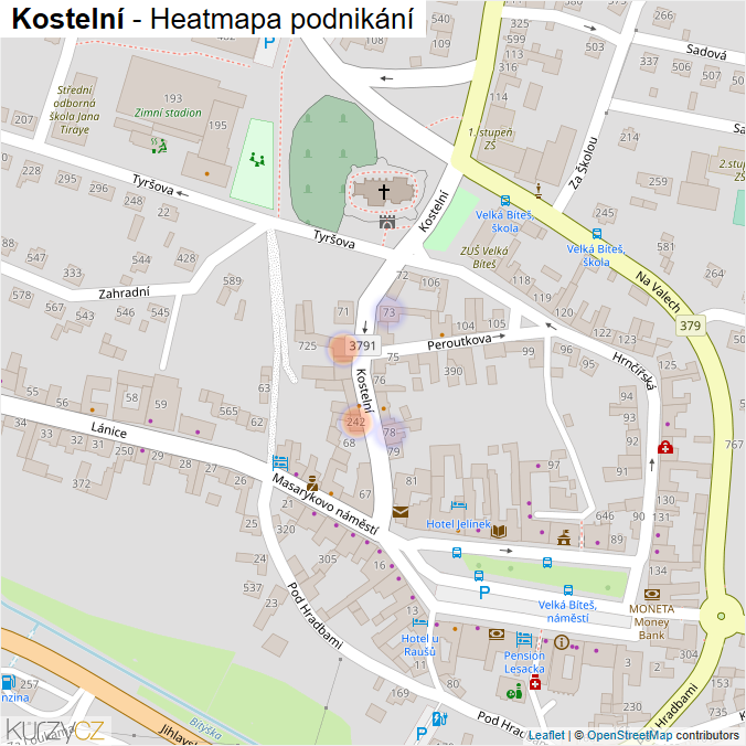 Mapa Kostelní - Firmy v ulici.
