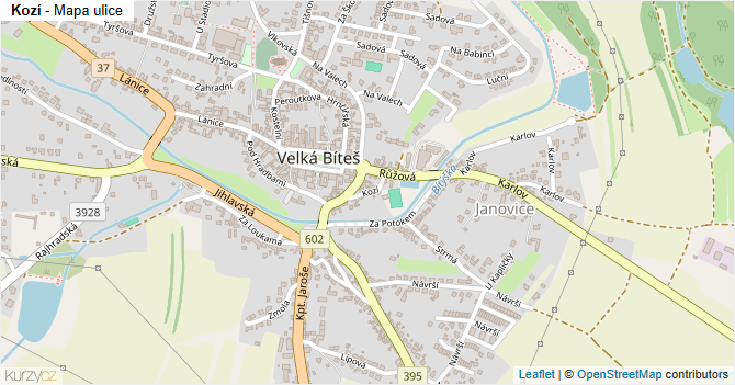 Kozí - mapa ulice