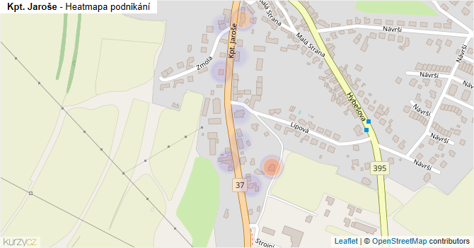 Kpt. Jaroše - mapa podnikání