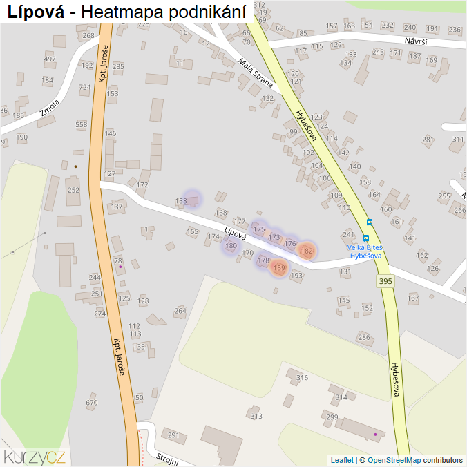 Mapa Lípová - Firmy v ulici.