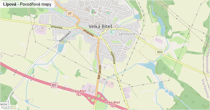 Lípová - záplavové mapy stoleté vody