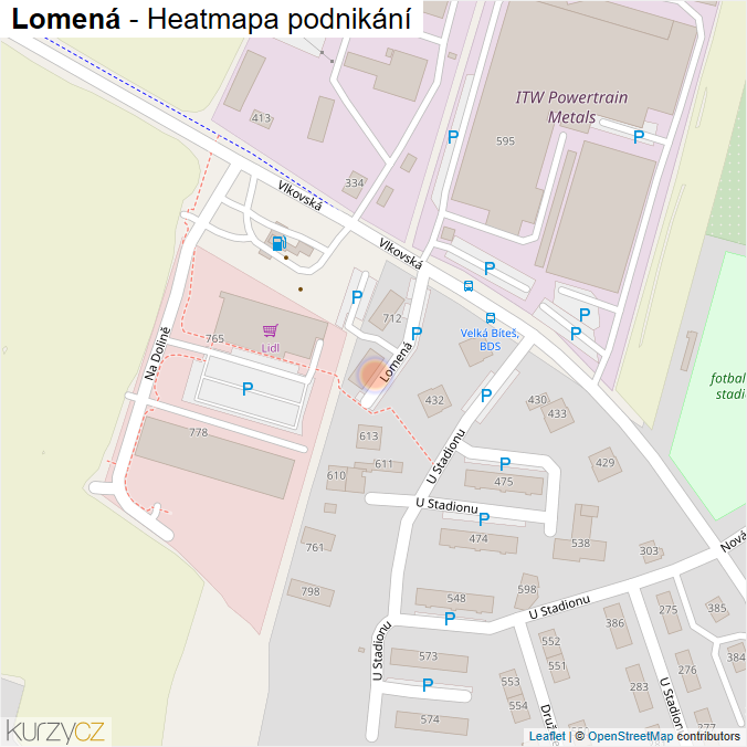 Mapa Lomená - Firmy v ulici.