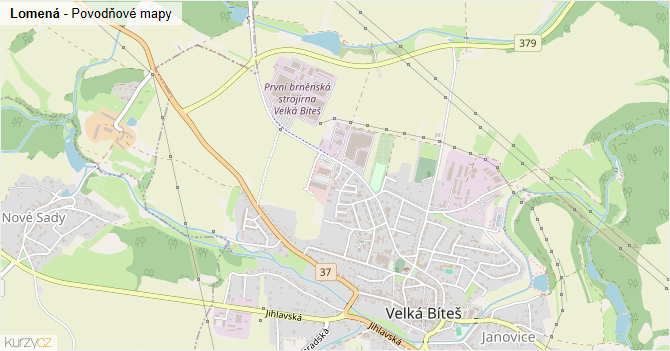 Lomená - záplavové mapy stoleté vody