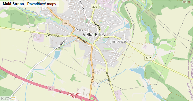 Malá Strana - záplavové mapy stoleté vody