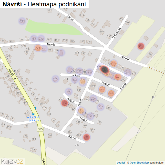 Mapa Návrší - Firmy v ulici.