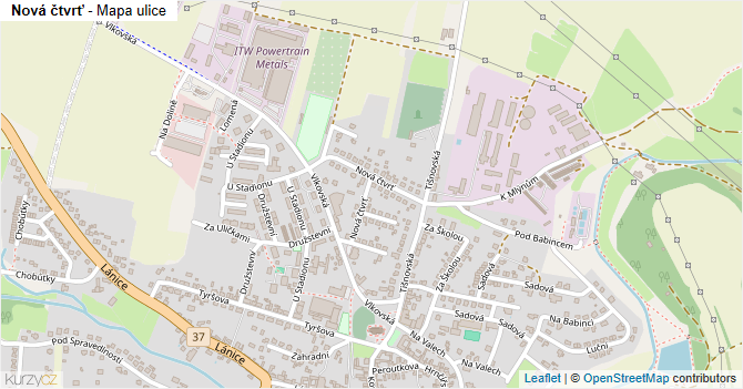 Nová čtvrť - mapa ulice