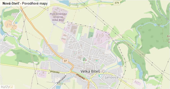 Nová čtvrť - záplavové mapy stoleté vody