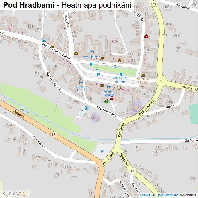 Mapa Pod Hradbami - Firmy v ulici.