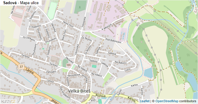 Sadová - mapa ulice