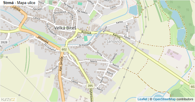 Strmá - mapa ulice