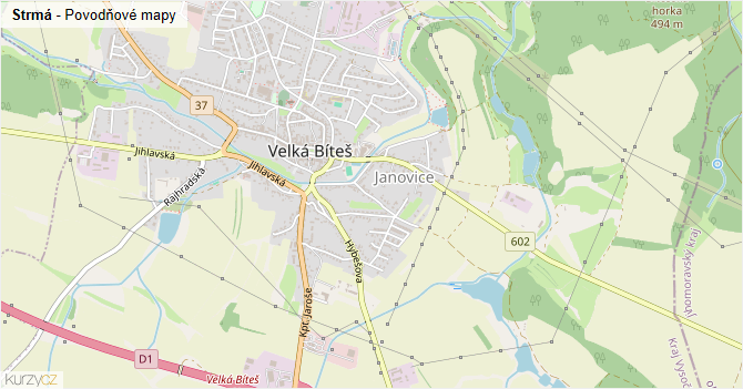 Strmá - záplavové mapy stoleté vody