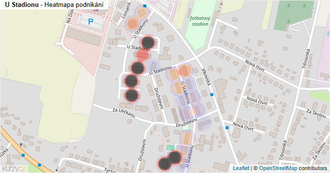 U Stadionu - mapa podnikání