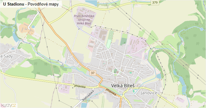 U Stadionu - záplavové mapy stoleté vody