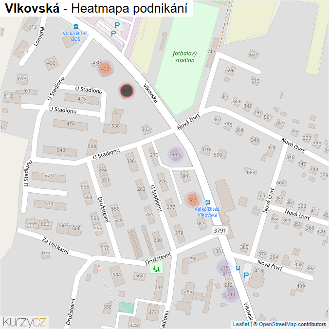 Mapa Vlkovská - Firmy v ulici.