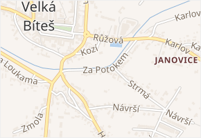 Za Potokem v obci Velká Bíteš - mapa ulice